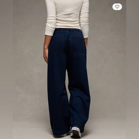 American Eagle Faded Black Dreamy Drape Cozy Low-Rise Baggy Wide Leg NWT Size XL - Picture 2 of 7